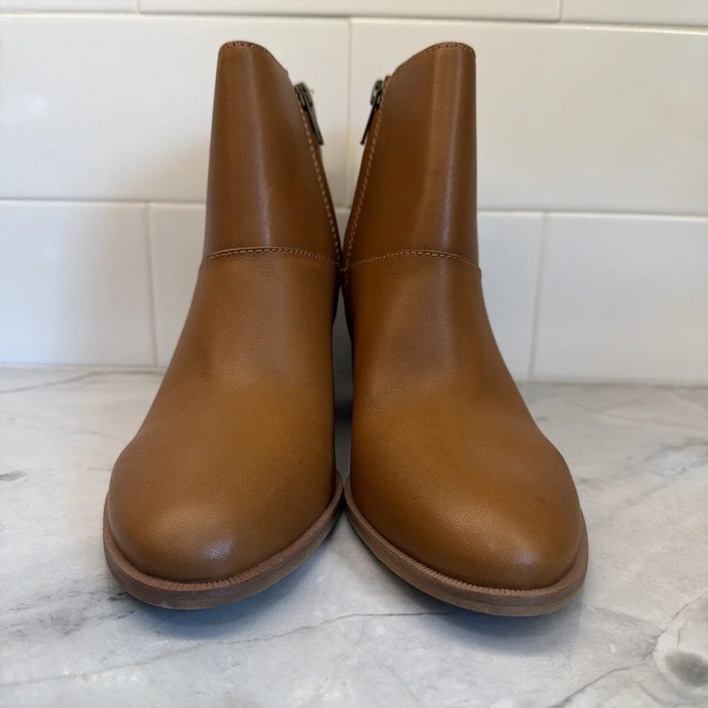 Madewell The Rosie Ankle Leather Bootie Side Zip Brown MA434 Women's Size 8.5